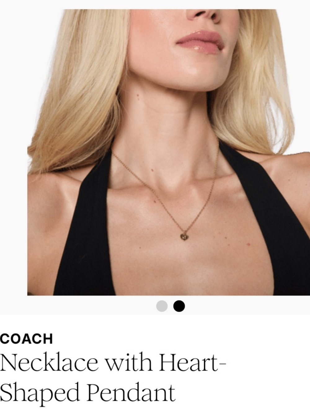 COACH Gold Heart Charm Pendant Necklace